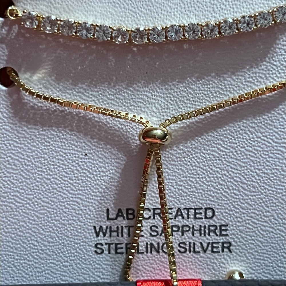 💕Gold plated on Sterling Silver,  White Sapphire bracelet.